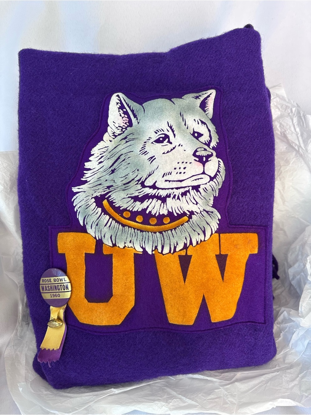 Vintage Pendleton Wool Stadium Blanket University Of Washington UW Huskies, Pin